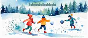 Die Schneeballschlacht im Winter